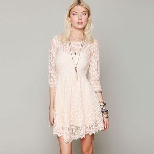 Free People Rose Colored Floral Lace Dress